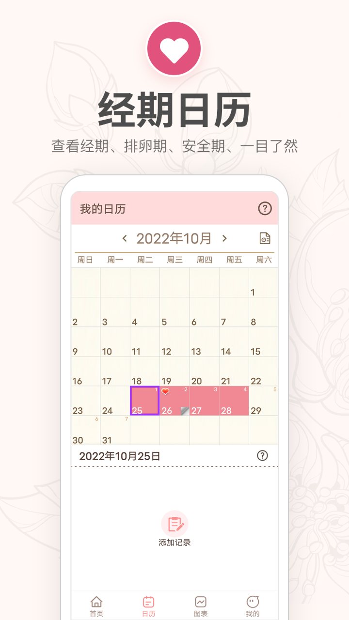 月经期提醒日历 软件截图